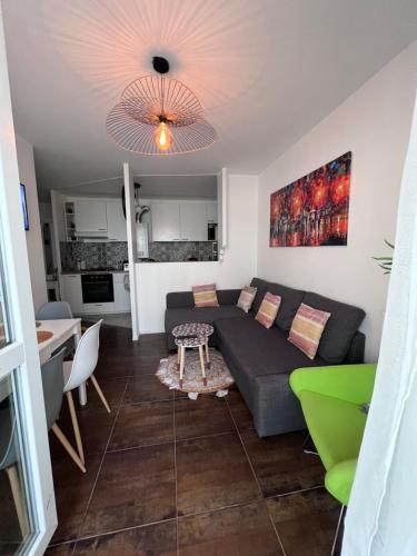 un salon avec un canapé et une table dans l'établissement Appt à 10 min de Paris, 15 min a pied du SDF, à Saint-Denis