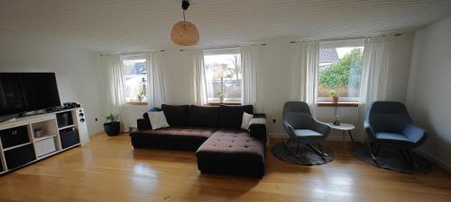 HovborgFelicia's Apartments的客厅里有一张沙发和两把椅子