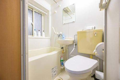 a bathroom with a toilet and a sink at Premier suite Yoyogi front detached house in Tokyo