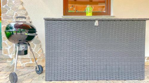a gray wall with a camera next to a window at Vilux with indoor private parking in Braşov