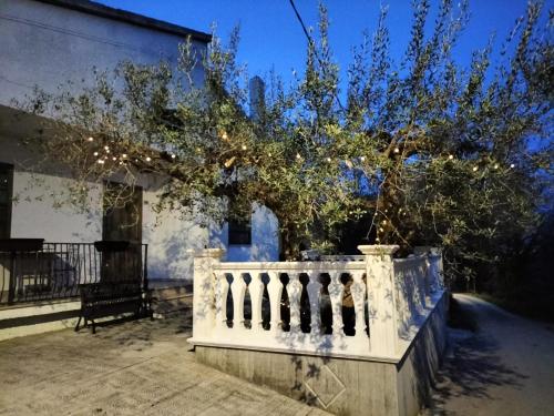 una casa con una valla blanca con luces de Navidad en Casa vacanze l'Ulivo, en Rocca San Giovanni