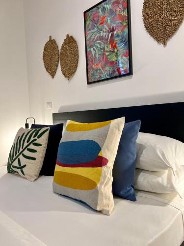 a bedroom with a bed with pillows on it at Charming Navona in Rome