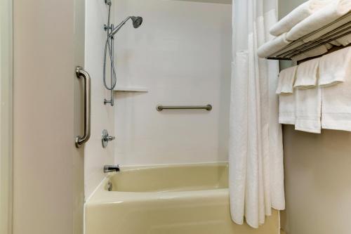 a bathroom with a white tub and a shower at Holiday Inn Express Hotel & Suites Bryan-Montpelier by IHG in Holiday City