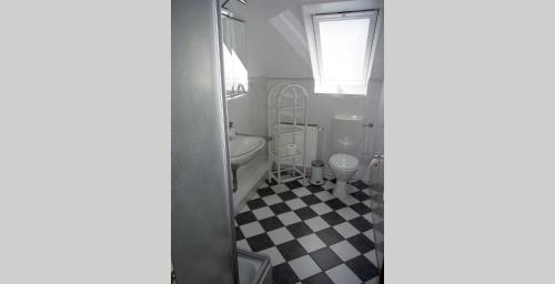 ein Bad mit einem WC und einem Waschbecken in der Unterkunft Apartment Peters in Haffkrug