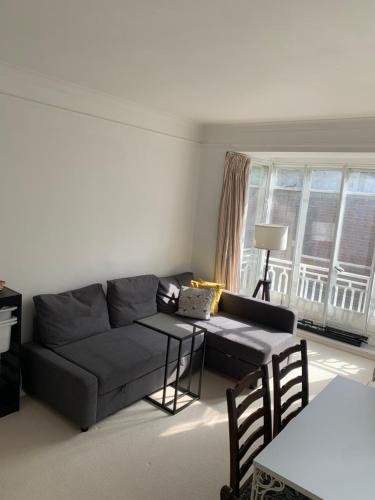 a living room with a couch and a table at Cozy Entire Flat walking to Hyde Park in London