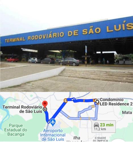 two photographs of a map of a parking lot at Apto bem localizado est de Ribamar ao lado do shopping in São-José-do-Ribamar