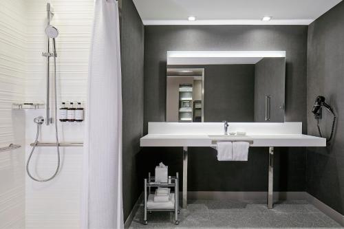 a bathroom with a sink and a mirror at AC Hotel Miami Wynwood in Miami