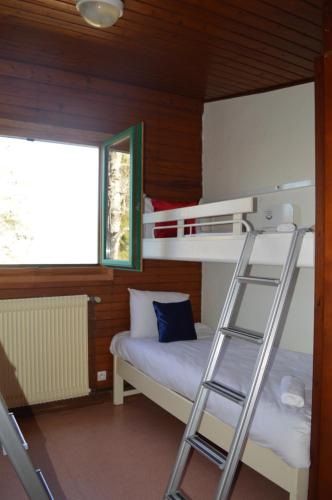 Etagenbett mit Leiter in einem Zimmer in der Unterkunft Résidence du Val de Villé in Albé
