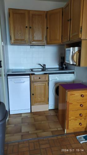 une cuisine avec un évier et un lave-vaisselle dans l'établissement Le Barcarès secteur Lydia, au Barcarès