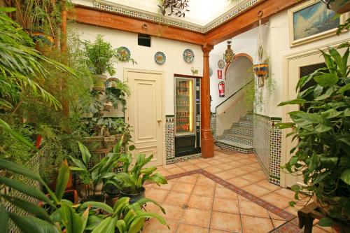 a house with a hallway with plants in it at Pension Zurita in Granada