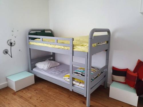 Zimmer mit Etagenbett und 2 Etagenbetten in der Unterkunft Appartement , 6 personnes, centre-ville, plage à pied in Saint-Jean-de-Luz