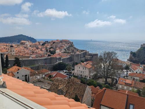 a view of a city with the ocean in the background at Apartment Rina - Old Town in Dubrovnik