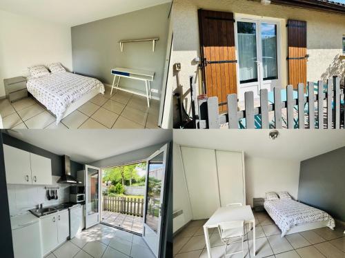 Katil dua tingkat atau katil-katil dua tingkat dalam bilik di Studio avec terrasse privative
