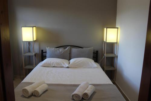 Katil atau katil-katil dalam bilik di Village Drapanias Apartments