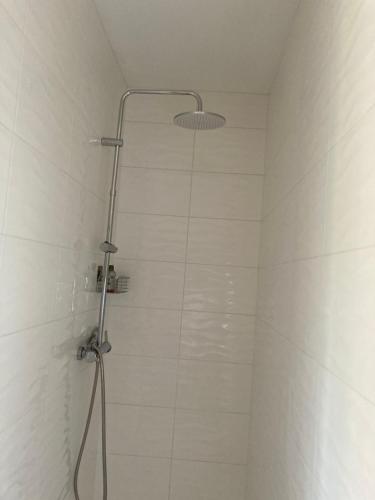 une douche avec pommeau de douche dans une salle de bain dans l'établissement Charmante dépendance, à Arès
