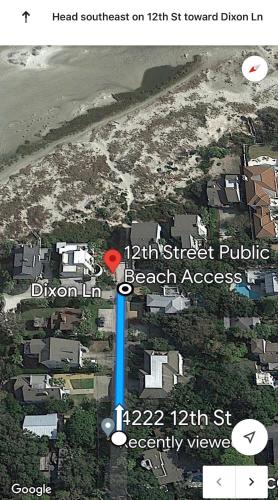 a map of the approximate location of a beach area at Moon Cottage - 4222 Twelfth St in Saint Simons Island