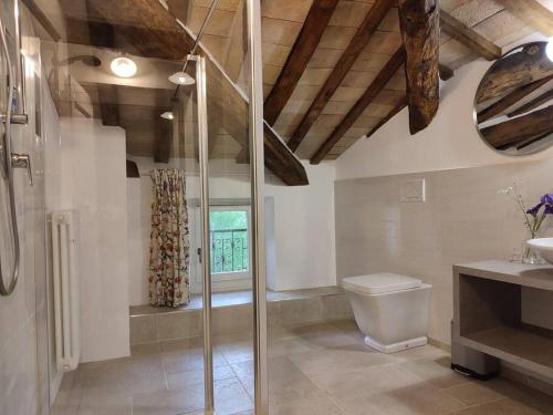 Mercatello sul Metauro的住宿－Ca' dei Giuli，带淋浴和卫生间的浴室