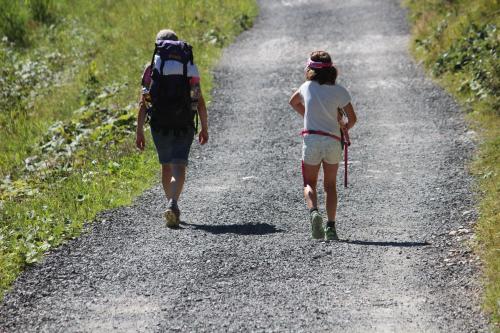 a couple of people walking down a dirt road at Ferienwohungen Familie Schröttle in Sonthofen