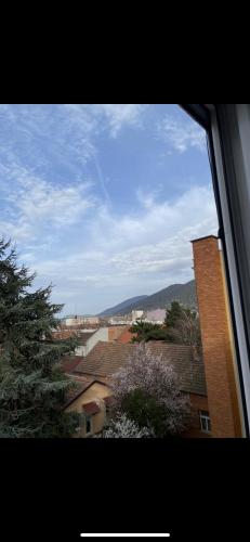 uma vista para uma cidade a partir de uma janela de comboio em Apartman Ivan em Vršac