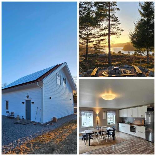 a collage of three pictures of a building and a house at Guesthouse Erlandseröd in Strömstad