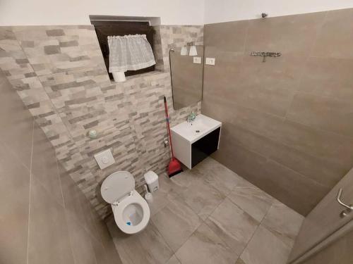a bathroom with a toilet and a sink at Apartman Amfora in Malinska