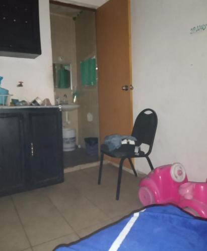 uma sala de estar com uma cadeira e um lavatório em MINIDEPA CENTRICO em San Luis Potosí