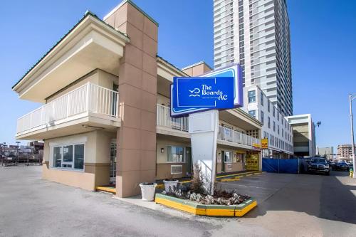 a hotel entrance sign in front of a building at The Boards AC in Atlantic City