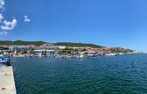a group of boats are docked in a harbor at HORIZON 12 'A' APARTMENT Sveti Vlas in Sveti Vlas