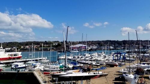 a bunch of boats docked in a harbor at Pinnacle Suites in Cowes