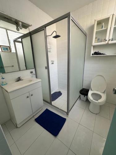 La salle de bains est pourvue d'une douche, de toilettes et d'un lavabo. dans l'établissement Aca life, à Acapulco