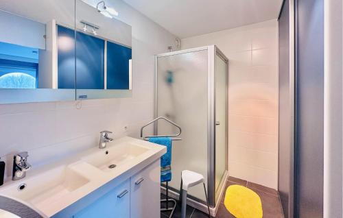 een badkamer met een wastafel en een douche bij Nice Apartment In Bredene With Wifi in Bredene