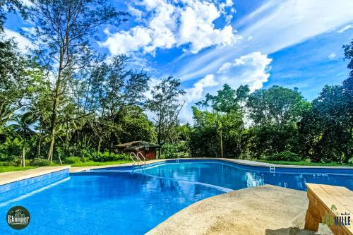a swimming pool in the middle of a forest at Caliraya Ecoville Recreation and Farm Resort in Cavinti