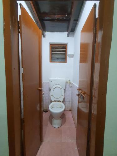 a bathroom with a white toilet in a room at Hallimane Homestay in Udupi