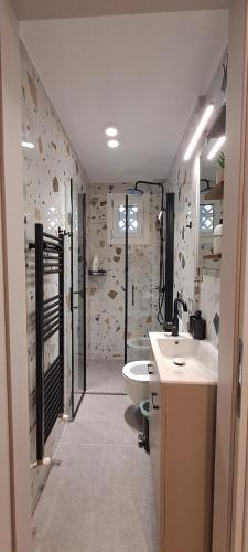 y baño con lavabo y aseo. en Lago Suite en Kastoria