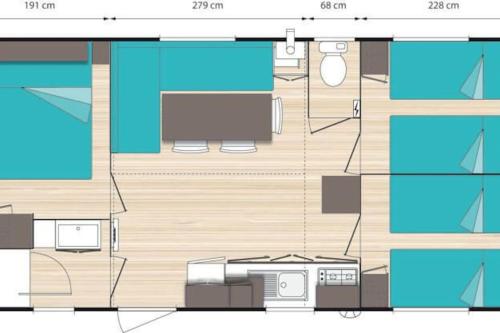 Televiisor ja/või meelelahutuskeskus majutusasutuses camping équipé Mobil home proche Mer 3 chambres TV piscine chauffée