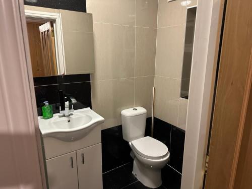 a small bathroom with a toilet and a sink at Tulse Tavern in West Dulwich