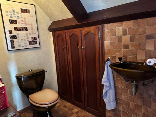 a bathroom with a toilet and a sink at les chambres de la grange in Saint-Germain-de-la-Grange