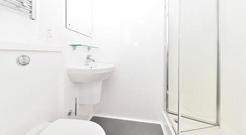 a bathroom with a toilet and a sink and a shower at Cosy Apartments and Private Ensuite at Mill House in Edinburgh in Edinburgh