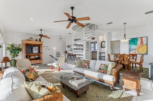 a living room with a couch and a table at Breathtaking Beach Front House home in St. Augustine