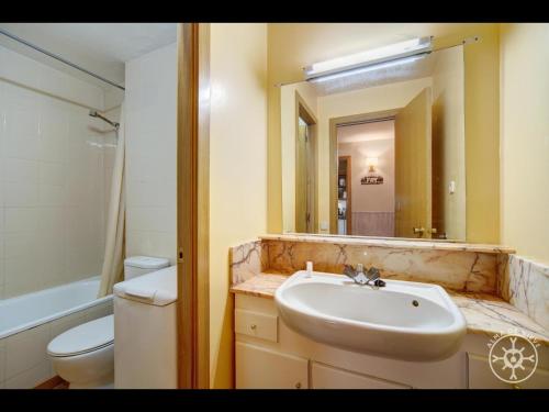a bathroom with a sink and a toilet and a mirror at HELLIN de Alma de Nieve in Naut Aran