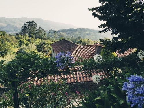 a house in a garden with flowers and trees at Country House - Hippie Garden in Vieira do Minho