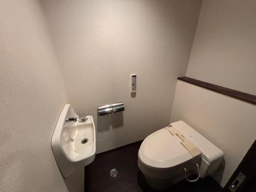 a bathroom with a white toilet and a sink at Chateraise Hotel Nagano in Nagano