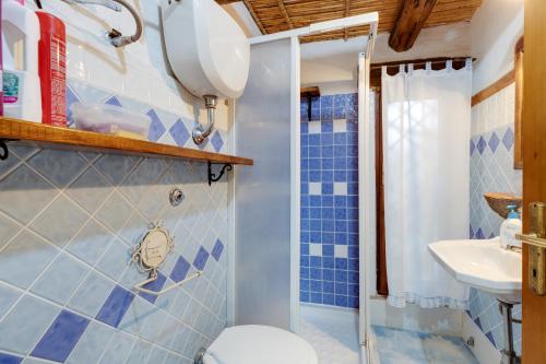 uma casa de banho com um WC e um lavatório em Villa Orgoai em Orgosolo