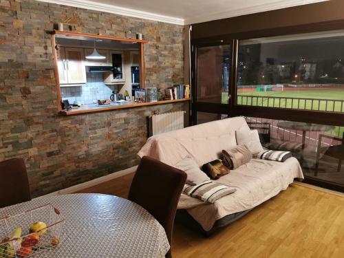 - un chien dormant sur un canapé dans le salon dans l'établissement Appartement entier, à Cachan