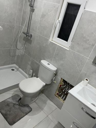 een badkamer met een toilet en een wastafel bij Appartement calme dans villa individuelle in Bagnols-sur-Cèze