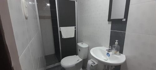 uma pequena casa de banho com WC e lavatório em Vivienda Turística El Paraíso em Génova