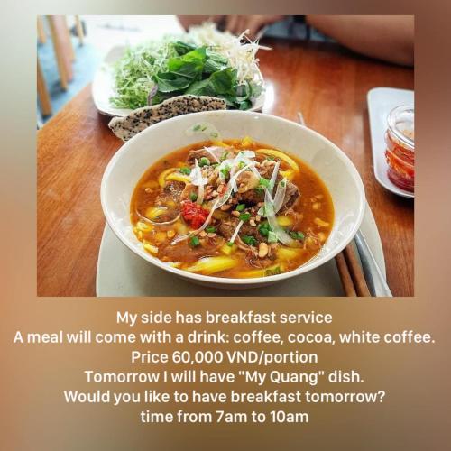 a picture of a bowl of soup on a table at Hoa Son Village Da Lat in Xuan An