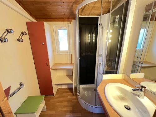 a bathroom with a shower and a sink at Chalet Agde, 3 pièces, 6 personnes - FR-1-702-63 in Agde