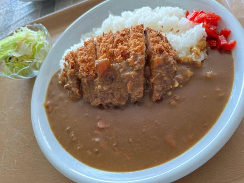 a plate of food with meat and rice and vegetables at Ishiuchi Ski Center - Vacation STAY 09200v in Seki