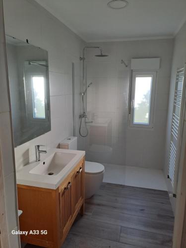 a bathroom with a sink and a toilet at Dulce hogar in Miengo